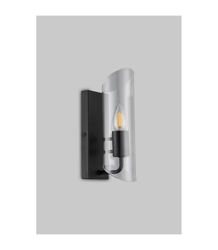 Navi Wall Lamp 1 x E14 IP44 Black/Clear Glass 2yrs Warranty-7