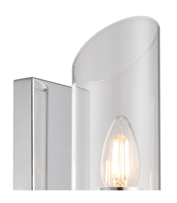 Navi Wall Lamp 1 x E14 IP44 Polished Chrome/Clear Glass 2yrs Warranty-5