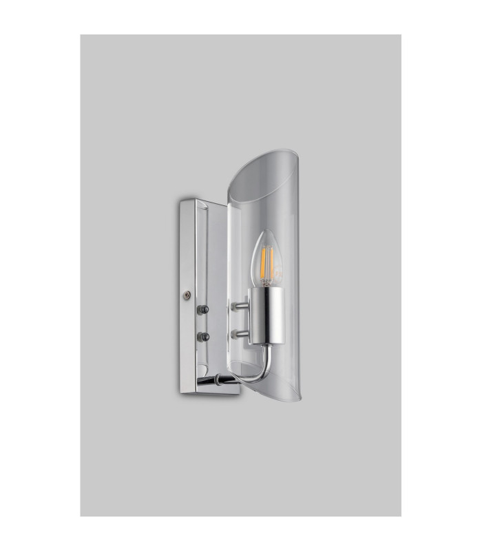 Navi Wall Lamp 1 x E14 IP44 Polished Chrome/Clear Glass 2yrs Warranty-7