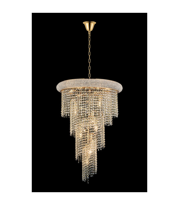 Alexandra 60cm Pendant Spiral 14 Light E14 Gold/Crystal-2
