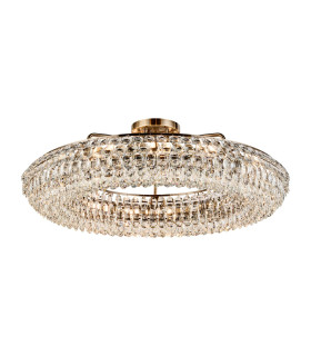 Coniston 95cm Semi Flush Ring Ceiling 15 Light E14 Antique Brass/Crystal Item Weight: 24kg-1