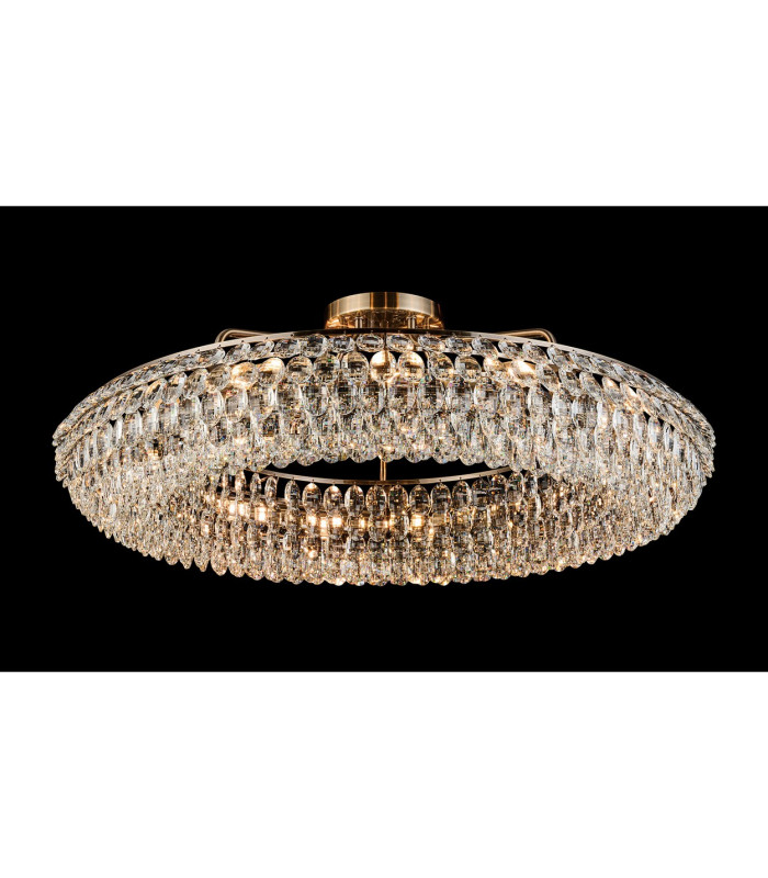 Coniston 95cm Semi Flush Ring Ceiling 15 Light E14 Antique Brass/Crystal Item Weight: 24kg-2