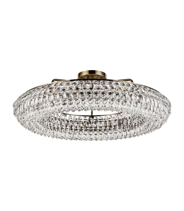 Coniston 95cm Semi Flush Ring Ceiling 15 Light E14 Antique Brass/Crystal Item Weight: 24kg-4