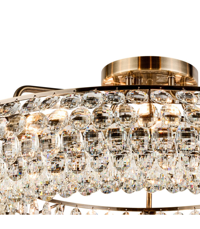 Coniston 95cm Semi Flush Ring Ceiling 15 Light E14 Antique Brass/Crystal Item Weight: 24kg-5