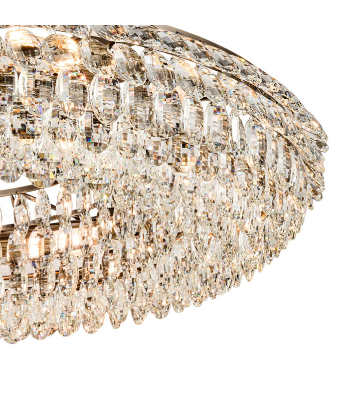 Coniston 95cm Semi Flush Ring Ceiling 15 Light E14 Antique Brass/Crystal Item Weight: 24kg-7