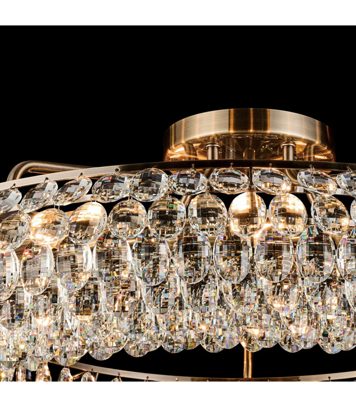 Coniston 95cm Semi Flush Ring Ceiling 15 Light E14 Antique Brass/Crystal Item Weight: 24kg-9