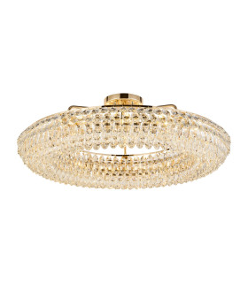 Coniston 95cm Semi Flush Ring Ceiling 15 Light E14 French Gold/Crystal Item Weight: 24kg-1