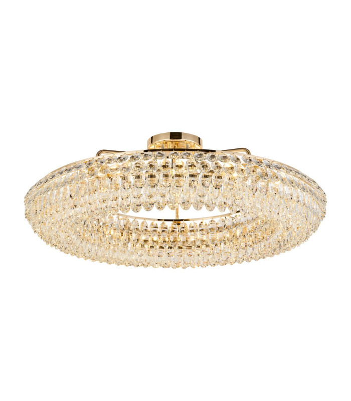 Coniston 95cm Semi Flush Ring Ceiling 15 Light E14 French Gold/Crystal Item Weight: 24kg-1