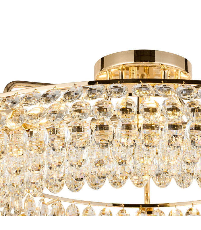 Coniston 95cm Semi Flush Ring Ceiling 15 Light E14 French Gold/Crystal Item Weight: 24kg-5