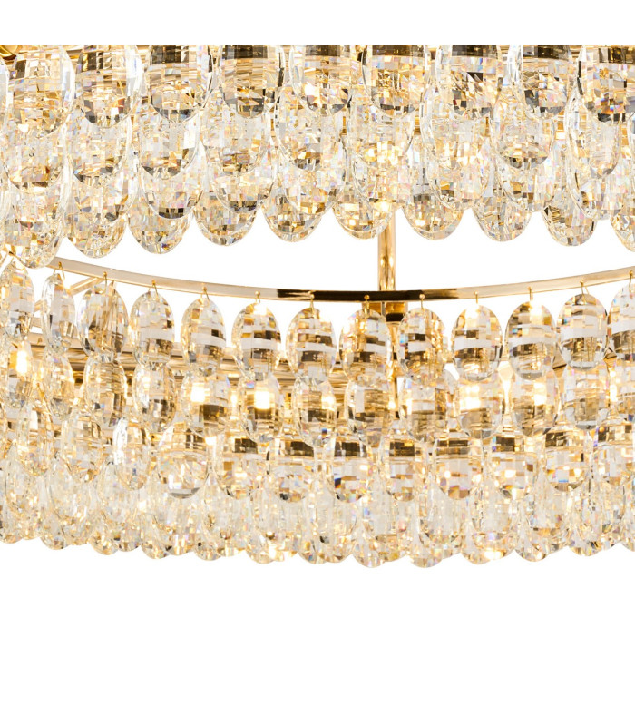 Coniston 95cm Semi Flush Ring Ceiling 15 Light E14 French Gold/Crystal Item Weight: 24kg-6