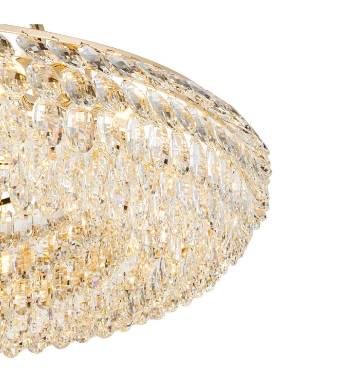 Coniston 95cm Semi Flush Ring Ceiling 15 Light E14 French Gold/Crystal Item Weight: 24kg-7