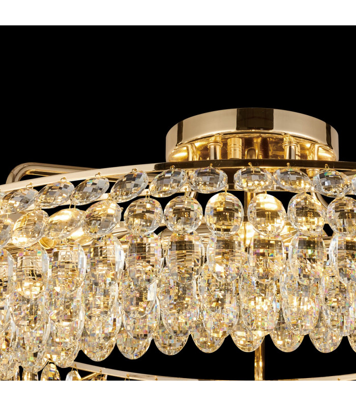Coniston 95cm Semi Flush Ring Ceiling 15 Light E14 French Gold/Crystal Item Weight: 24kg-9