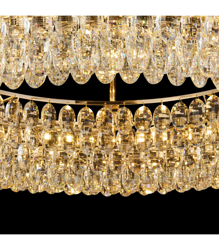 Coniston 95cm Semi Flush Ring Ceiling 15 Light E14 French Gold/Crystal Item Weight: 24kg-10