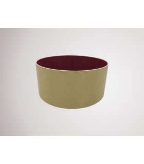 Round Cylinder, 400 x 180mm Dual Faux Silk Fabric Shade, Antique Gold, Ruby - 2