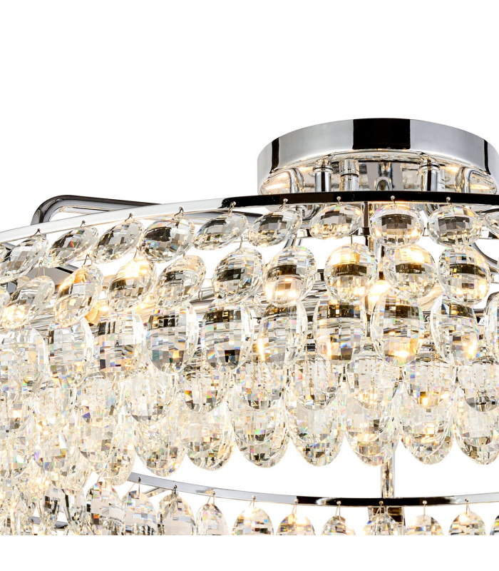 Coniston 95cm Semi Flush Ring Ceiling 15 Light E14 Polished Chrome/Crystal Item Weight: 24kg-5