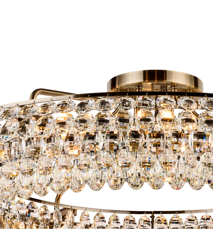 Coniston 1.1m Semi Flush Ring Ceiling 18 Light E14 Antique Brass/Crystal Item Weight: 31kg-5