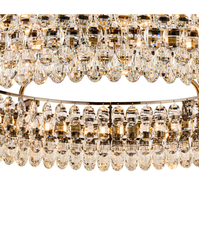 Coniston 1.1m Semi Flush Ring Ceiling 18 Light E14 Antique Brass/Crystal Item Weight: 31kg-6