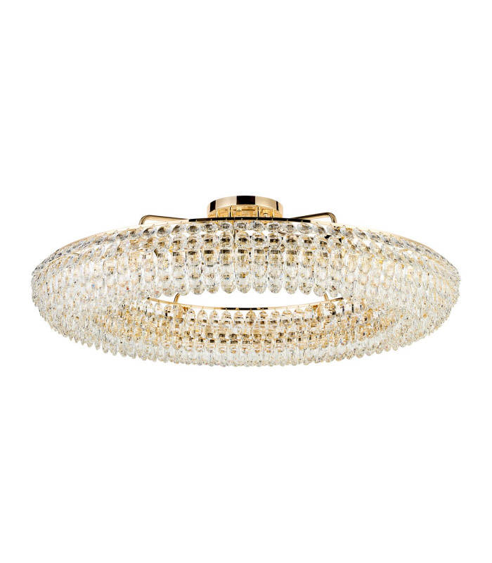 Coniston 1.1m Semi Flush Ring Ceiling 18 Light E14 French Gold/Crystal Item Weight: 31kg-4