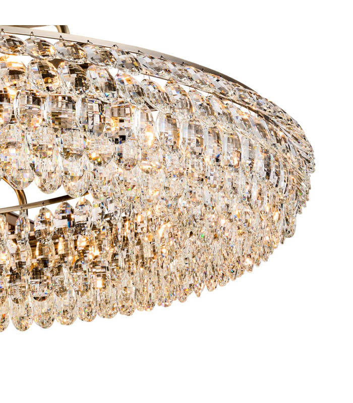 Coniston 1.1m Semi Flush Ring Ceiling 18 Light E14 Antique Brass/Crystal Item Weight: 31kg-7