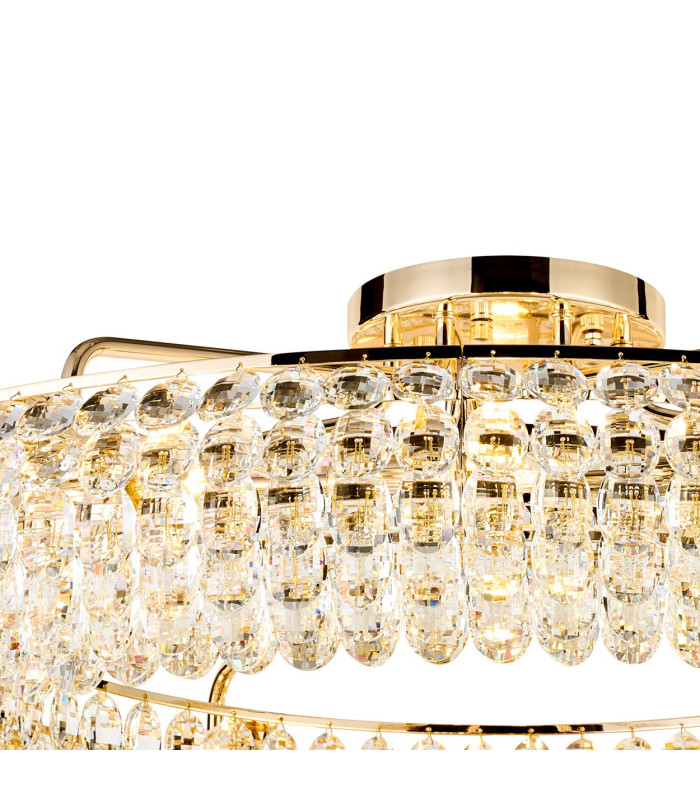 Coniston 1.1m Semi Flush Ring Ceiling 18 Light E14 French Gold/Crystal Item Weight: 31kg-5