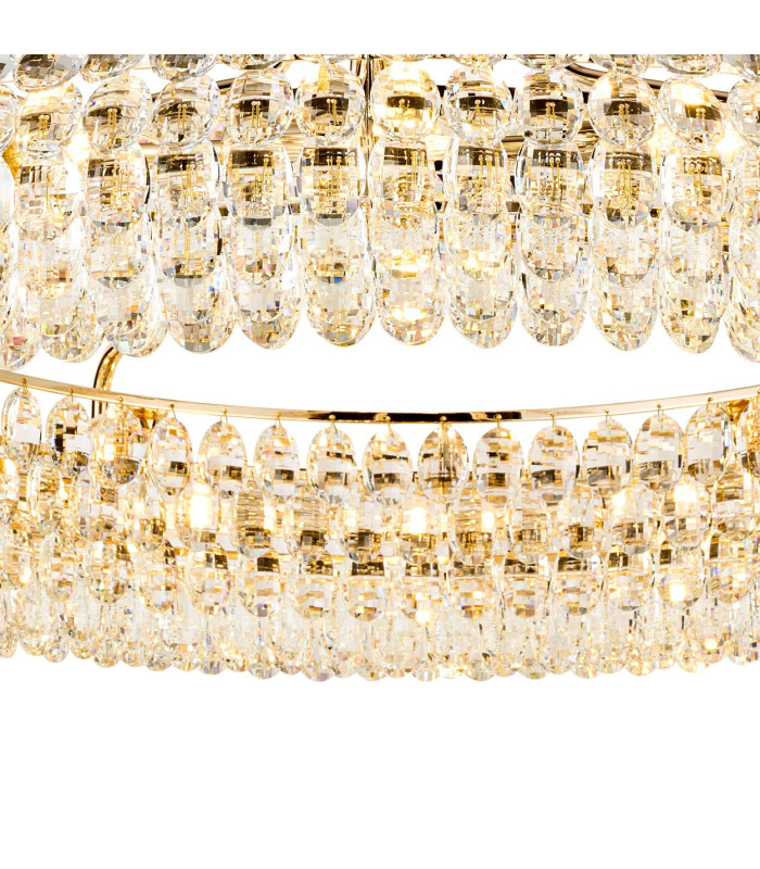 Coniston 1.1m Semi Flush Ring Ceiling 18 Light E14 French Gold/Crystal Item Weight: 31kg-6