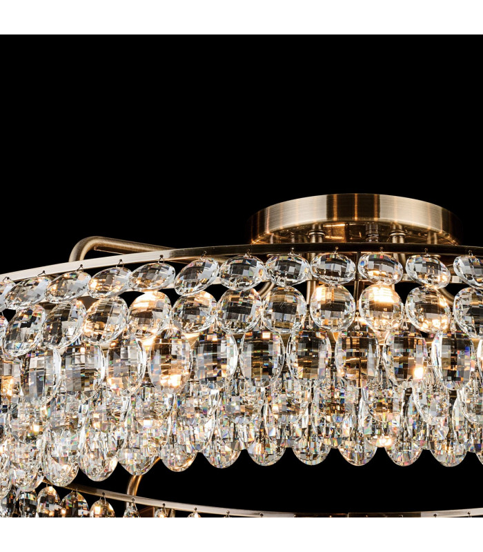 Coniston 1.1m Semi Flush Ring Ceiling 18 Light E14 Antique Brass/Crystal Item Weight: 31kg-9