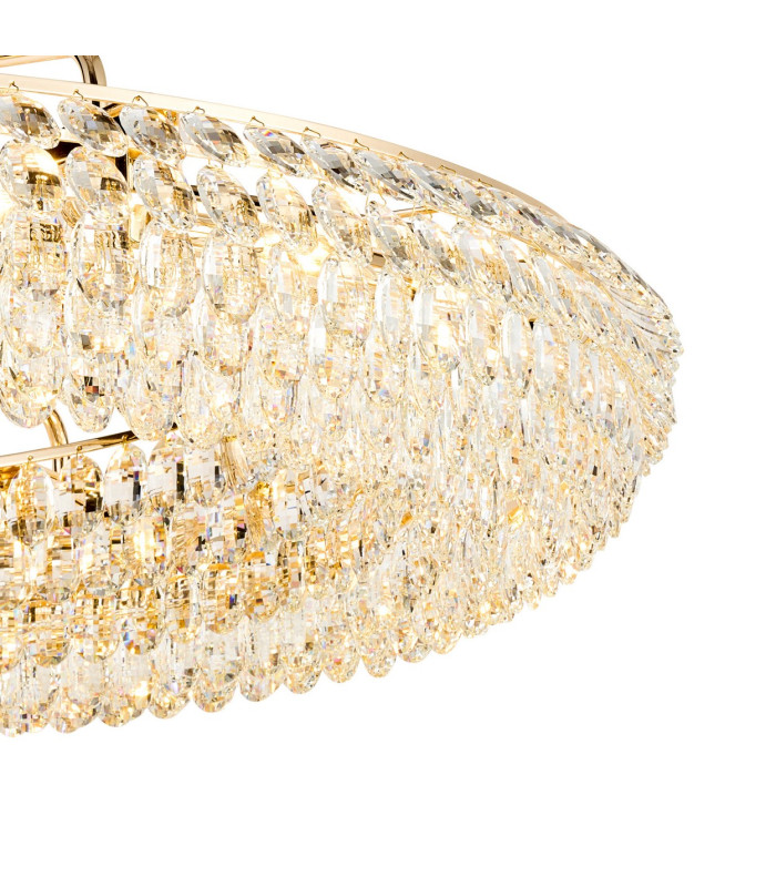 Coniston 1.1m Semi Flush Ring Ceiling 18 Light E14 French Gold/Crystal Item Weight: 31kg-7