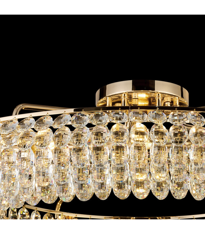 Coniston 1.1m Semi Flush Ring Ceiling 18 Light E14 French Gold/Crystal Item Weight: 31kg-9