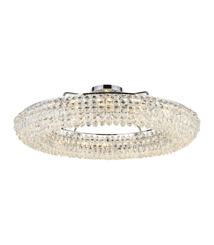 Coniston 1.1m Semi Flush Ring Ceiling 18 Light E14 Polished Chrome/Crystal Item Weight: 31kg-1