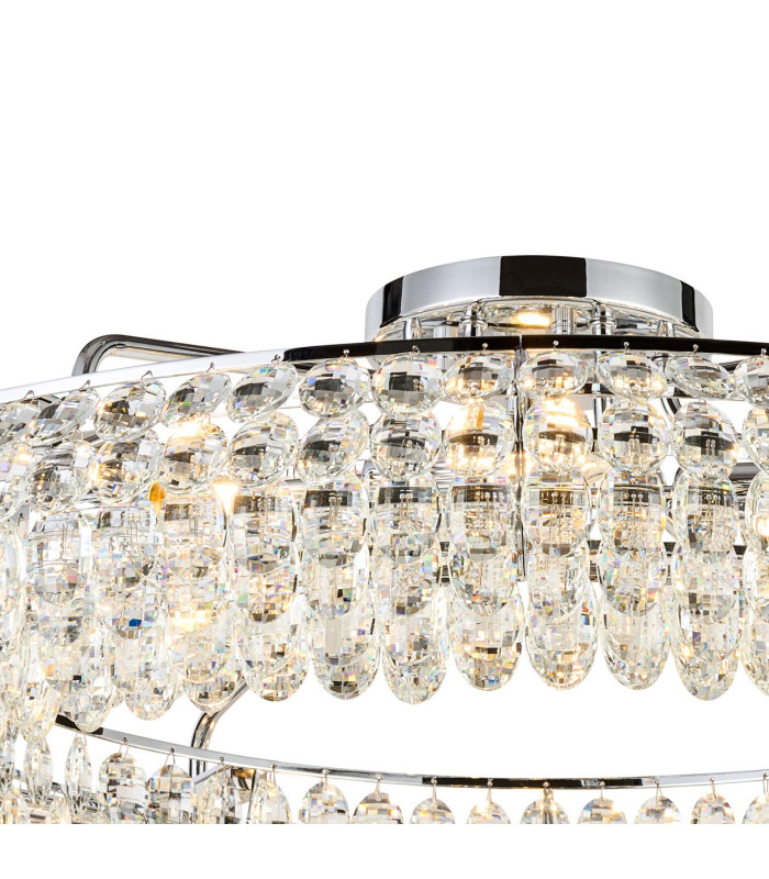 Coniston 1.1m Semi Flush Ring Ceiling 18 Light E14 Polished Chrome/Crystal Item Weight: 31kg-5