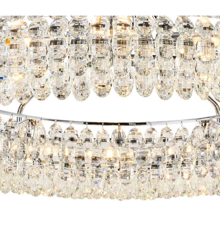 Coniston 1.1m Semi Flush Ring Ceiling 18 Light E14 Polished Chrome/Crystal Item Weight: 31kg-6