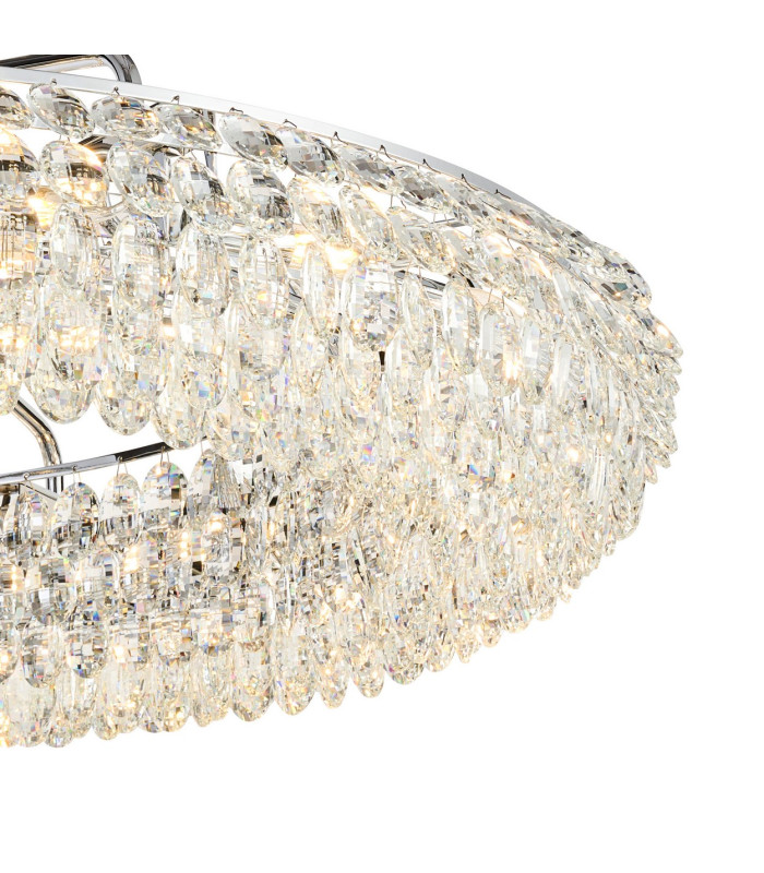 Coniston 1.1m Semi Flush Ring Ceiling 18 Light E14 Polished Chrome/Crystal Item Weight: 31kg-7