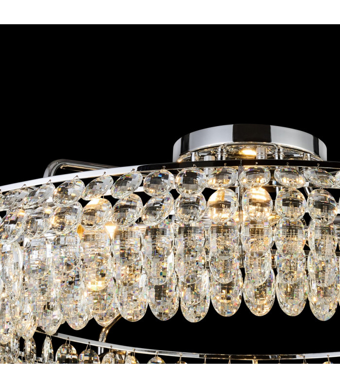 Coniston 1.1m Semi Flush Ring Ceiling 18 Light E14 Polished Chrome/Crystal Item Weight: 31kg-9