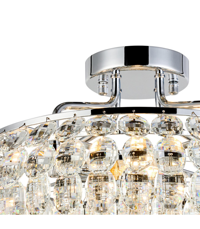 Coniston 48cm Semi Flush Ring Ceiling 4 Light E14 Polished Chrome/Crystal-5