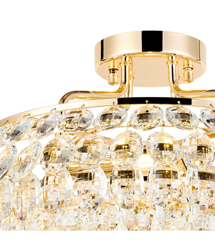 Coniston 48cm Semi Flush Ring Ceiling 4 Light E14 French Gold/Crystal-5