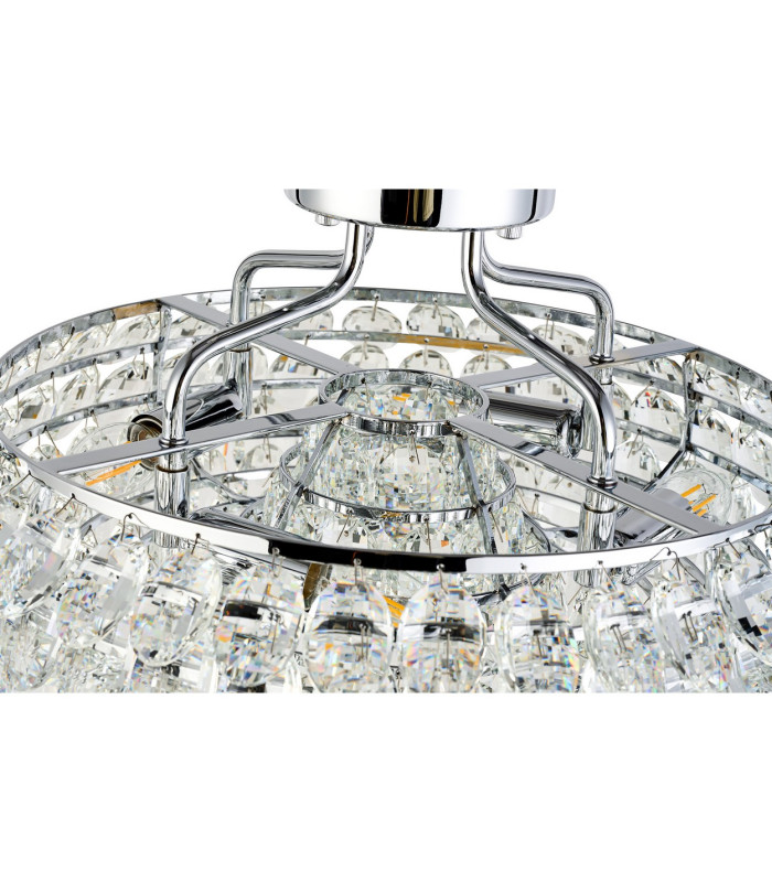 Coniston 48cm Semi Flush Ring Ceiling 4 Light E14 Polished Chrome/Crystal-7