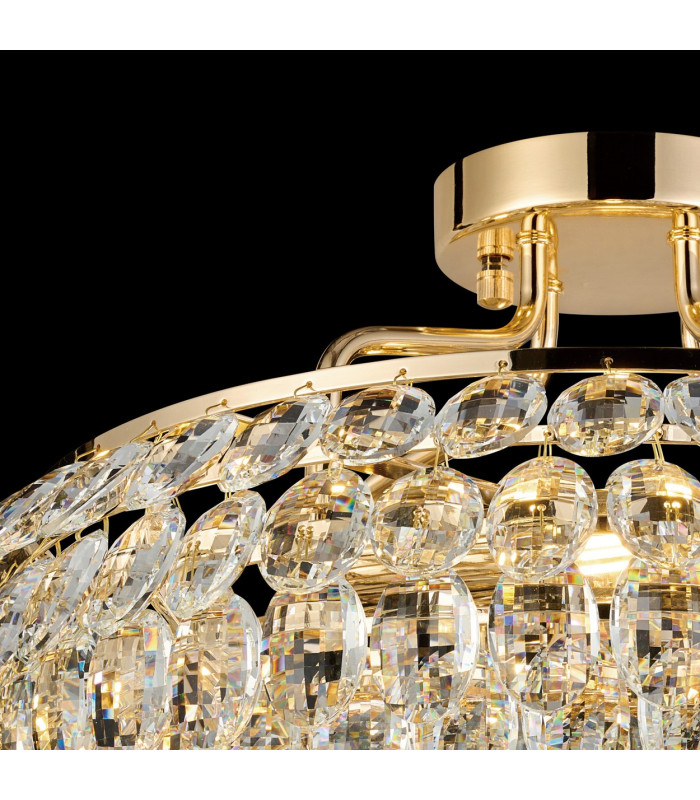 Coniston 48cm Semi Flush Ring Ceiling 4 Light E14 French Gold/Crystal-8