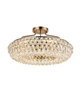 Coniston 60cm Semi Flush Ring Ceiling 6 Light E14 Antique Brass/Crystal-1