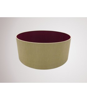 Round Cylinder, 500 x 200mm Dual Faux Silk Fabric Shade, Antique Gold, Ruby - 2