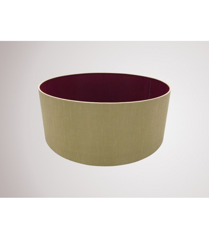 Round Cylinder, 500 x 200mm Dual Faux Silk Fabric Shade, Antique Gold, Ruby - 2