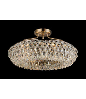 Coniston 60cm Semi Flush Ring Ceiling 6 Light E14 Antique Brass/Crystal-2