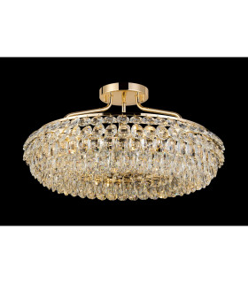 Coniston 60cm Semi Flush Ring Ceiling 6 Light E14 French Gold/Crystal-2