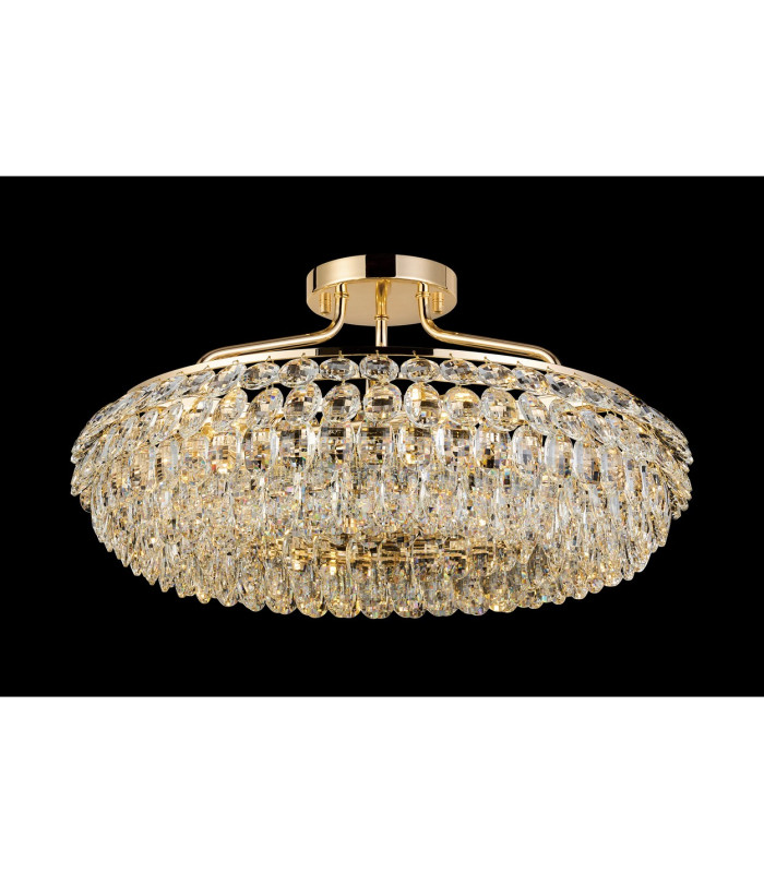 Coniston 60cm Semi Flush Ring Ceiling 6 Light E14 French Gold/Crystal-2