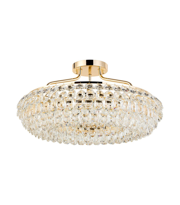 Coniston 60cm Semi Flush Ring Ceiling 6 Light E14 French Gold/Crystal-4