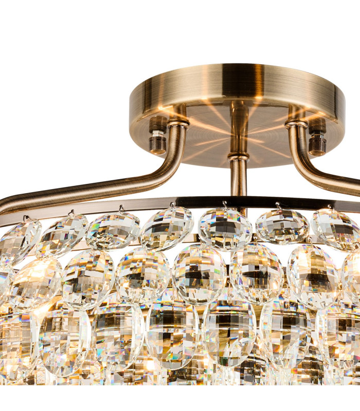 Coniston 60cm Semi Flush Ring Ceiling 6 Light E14 Antique Brass/Crystal-5