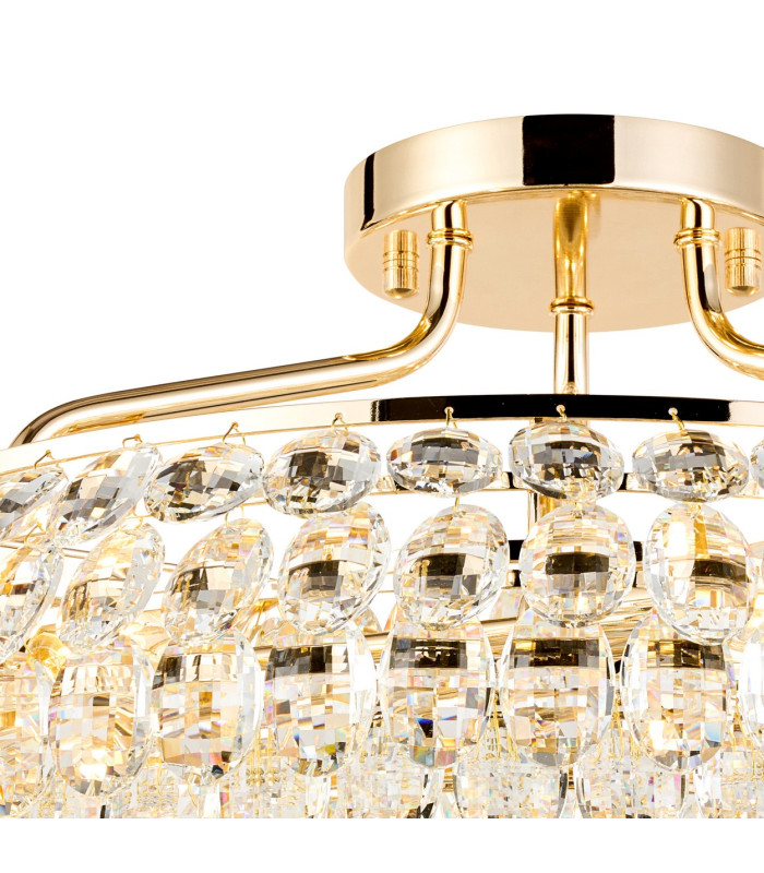 Coniston 60cm Semi Flush Ring Ceiling 6 Light E14 French Gold/Crystal-5