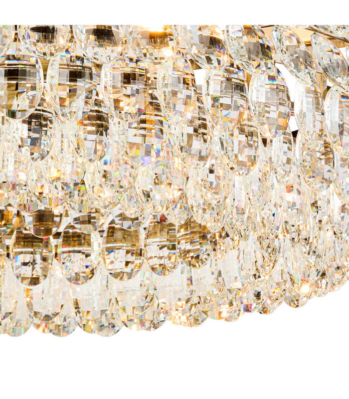 Coniston 60cm Semi Flush Ring Ceiling 6 Light E14 Antique Brass/Crystal-6