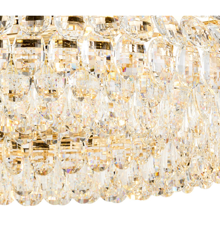 Coniston 60cm Semi Flush Ring Ceiling 6 Light E14 French Gold/Crystal-6