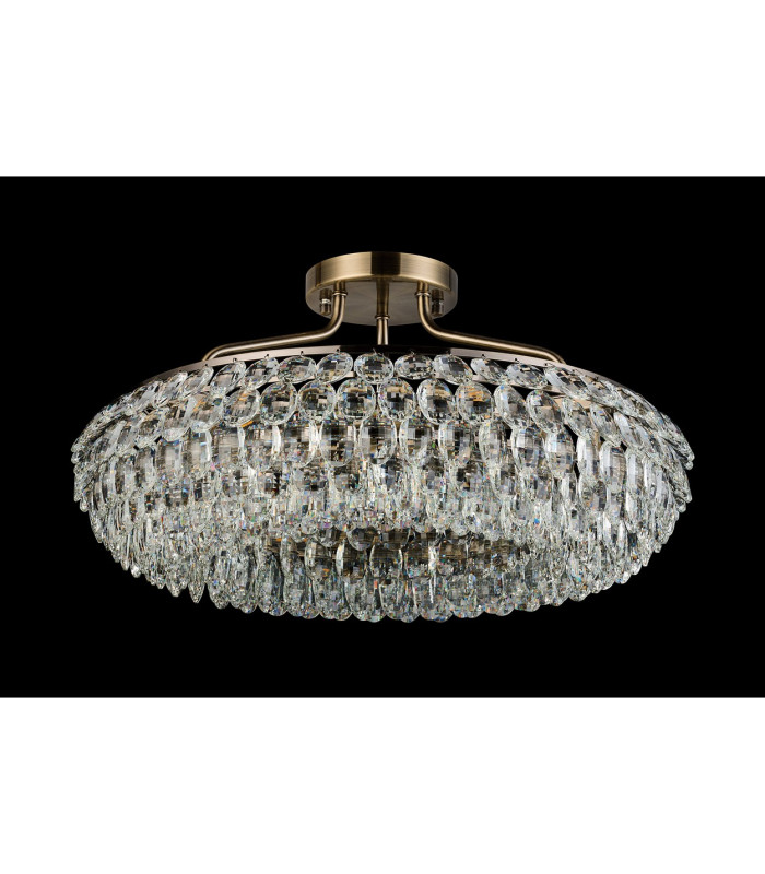 Coniston 60cm Semi Flush Ring Ceiling 6 Light E14 Antique Brass/Crystal-7