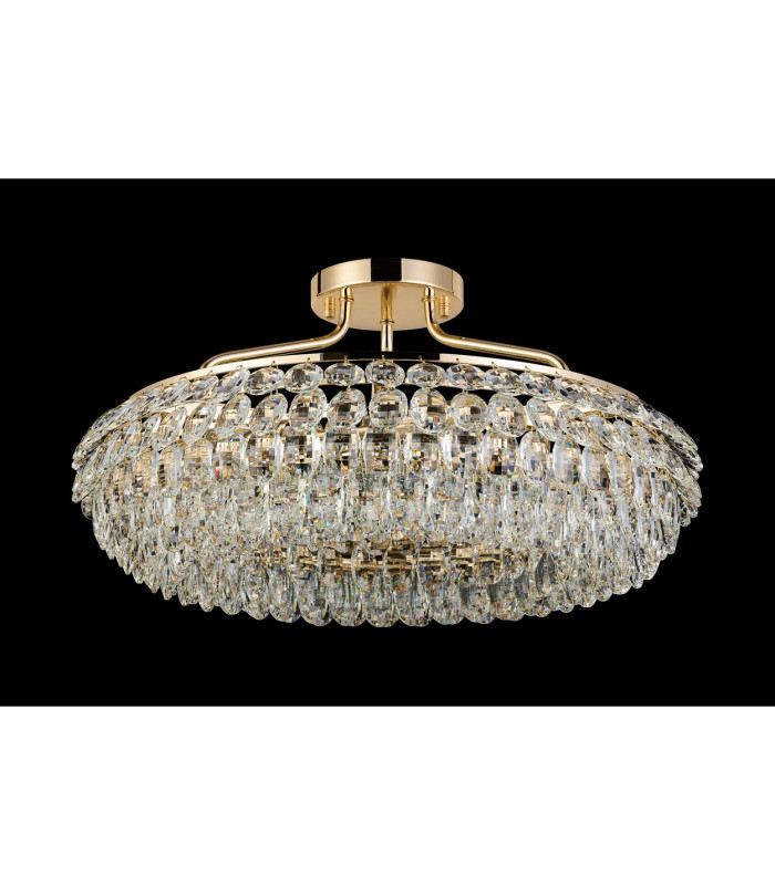 Coniston 60cm Semi Flush Ring Ceiling 6 Light E14 French Gold/Crystal-7